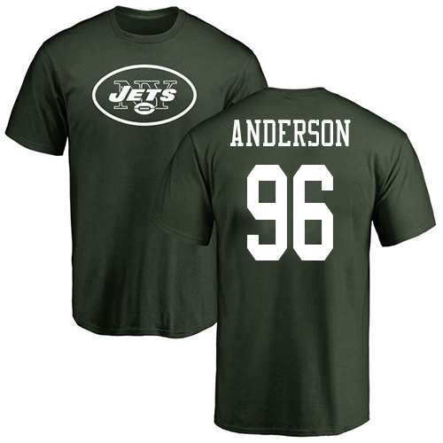 New York Jets Men Green Henry Anderson Name and Number Logo NFL Football #96 T Shirt->nfl t-shirts->Sports Accessory